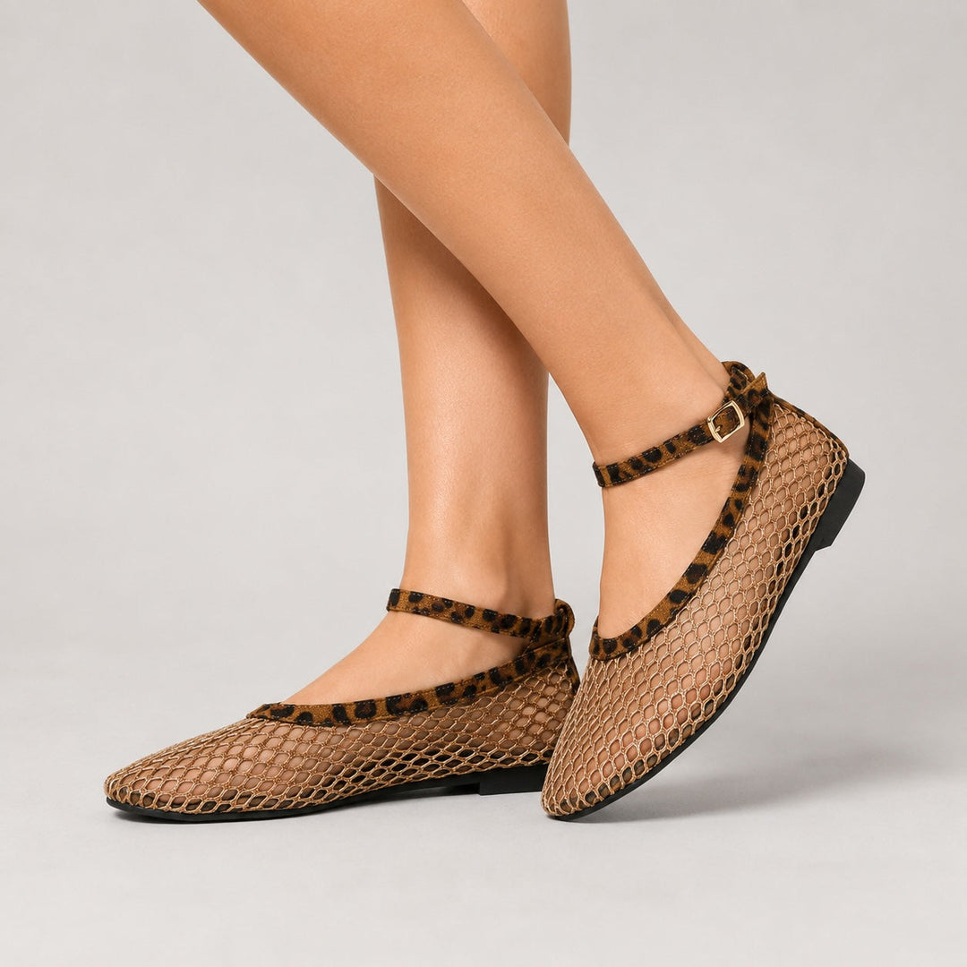 Sorelle Mesh Ankle Strap Flats