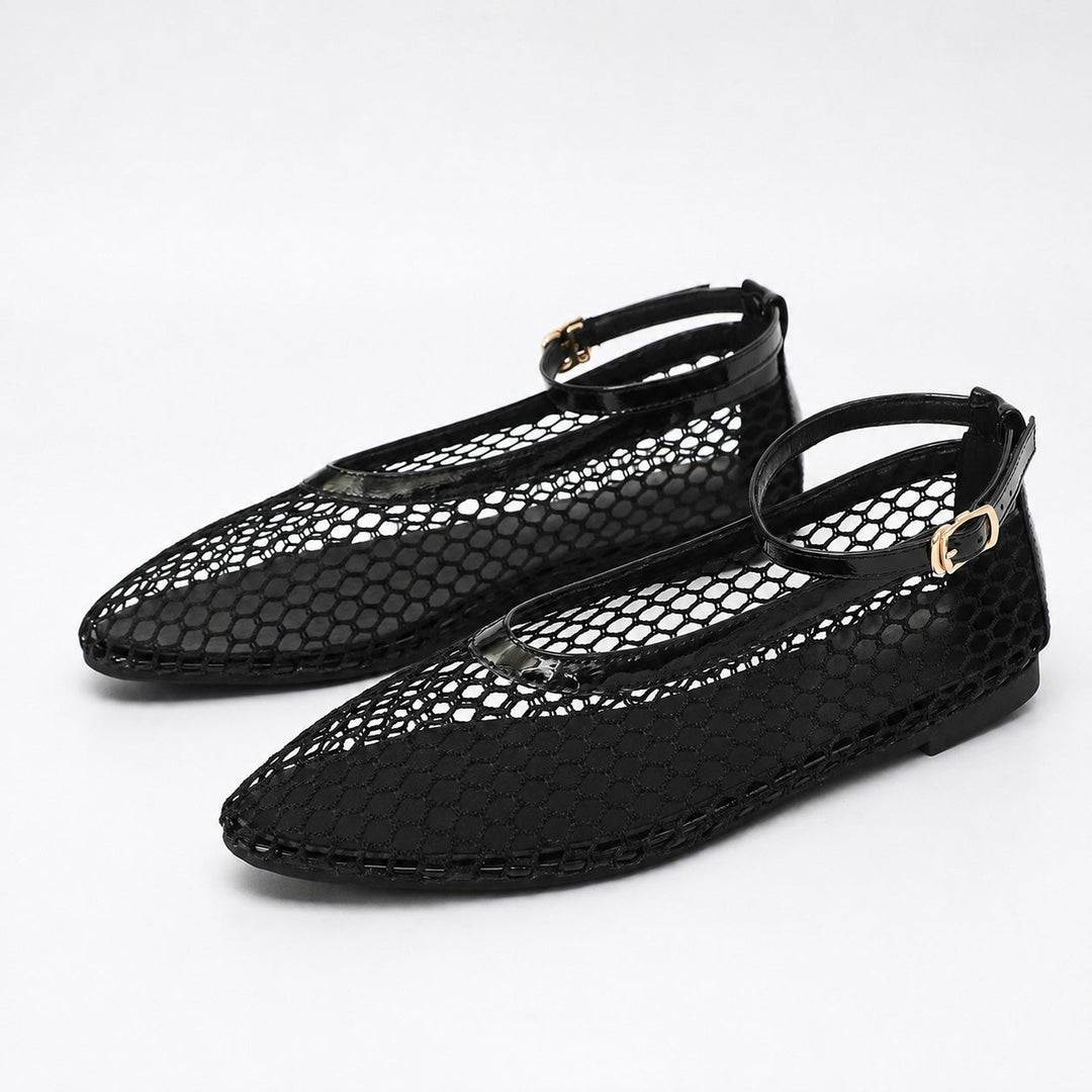 Sorelle Mesh Ankle Strap Flats