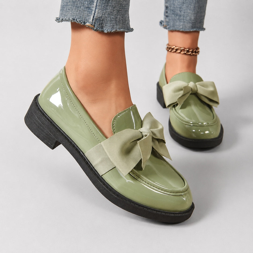 Nelle Glossy Bow Loafers