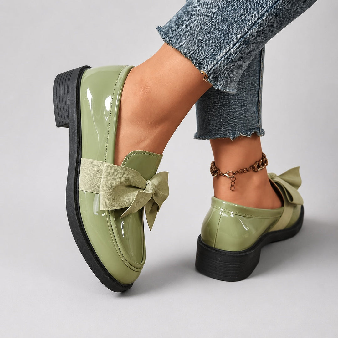 Nelle Glossy Bow Loafers
