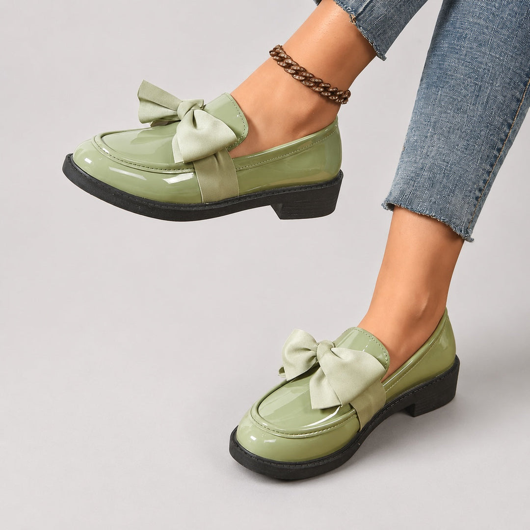 Nelle Glossy Bow Loafers