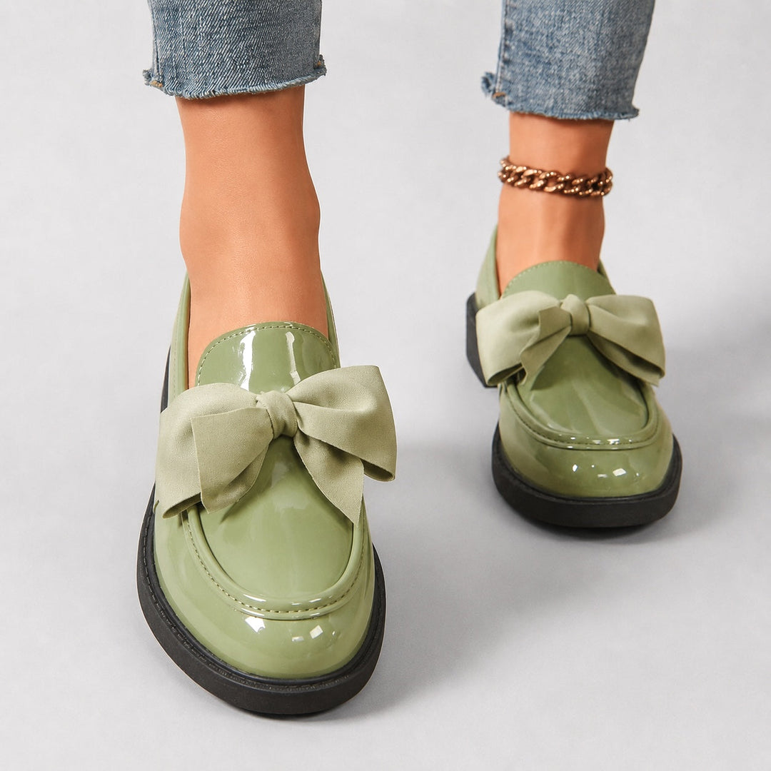 Nelle Glossy Bow Loafers