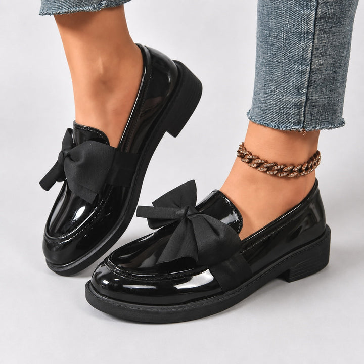 Nelle Glossy Bow Loafers