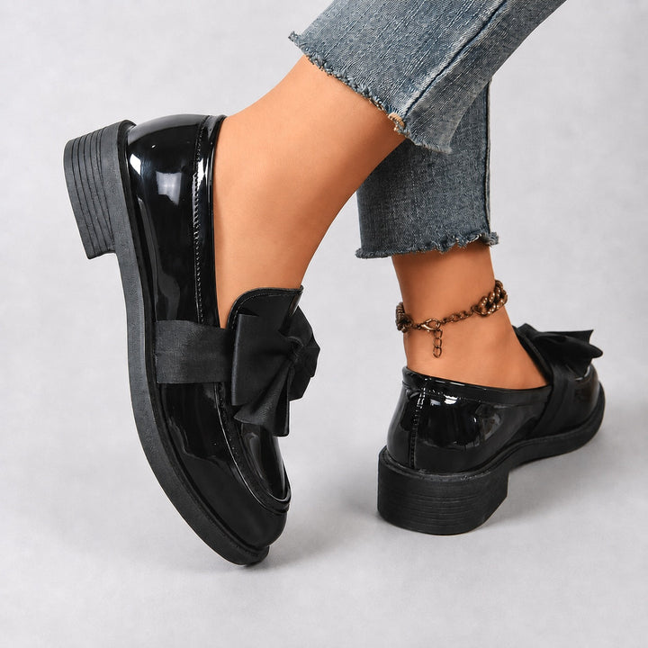 Nelle Glossy Bow Loafers