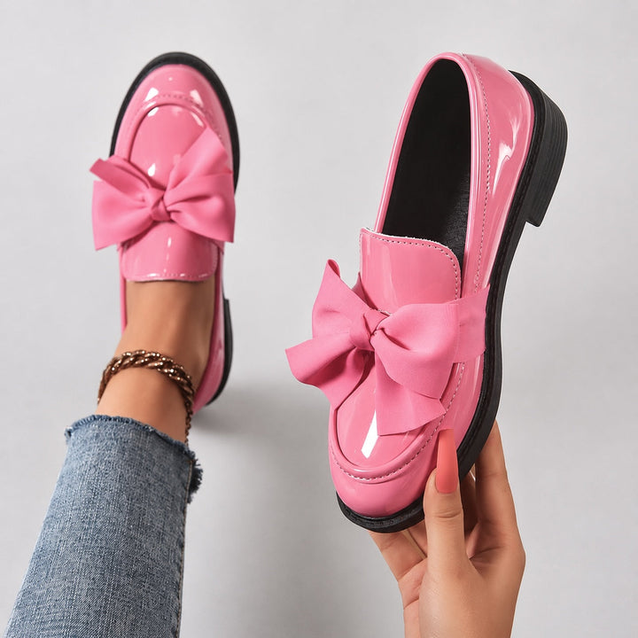 Nelle Glossy Bow Loafers