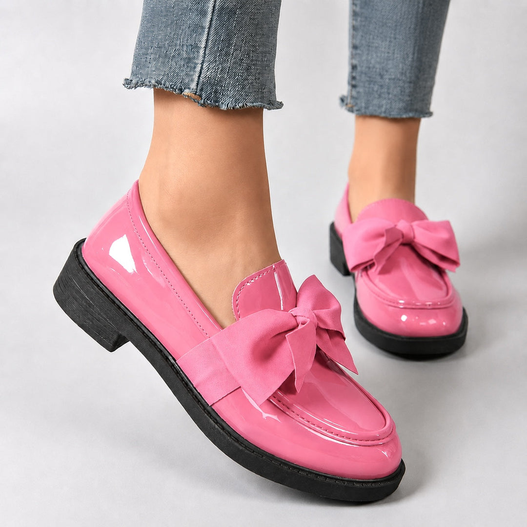 Nelle Glossy Bow Loafers