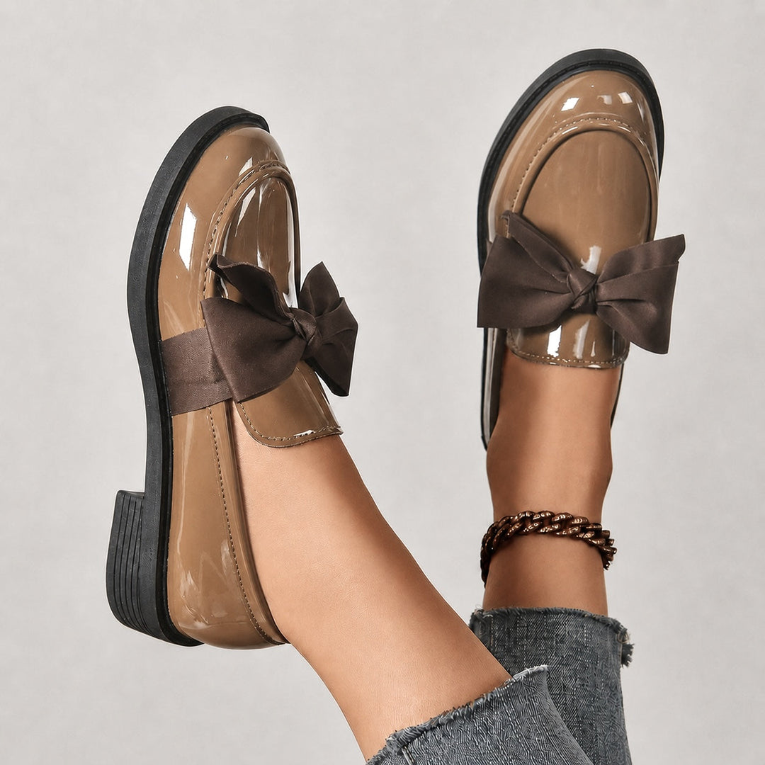 Nelle Glossy Bow Loafers
