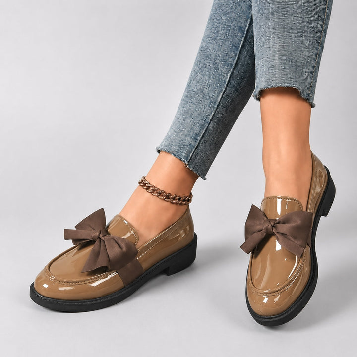 Nelle Glossy Bow Loafers