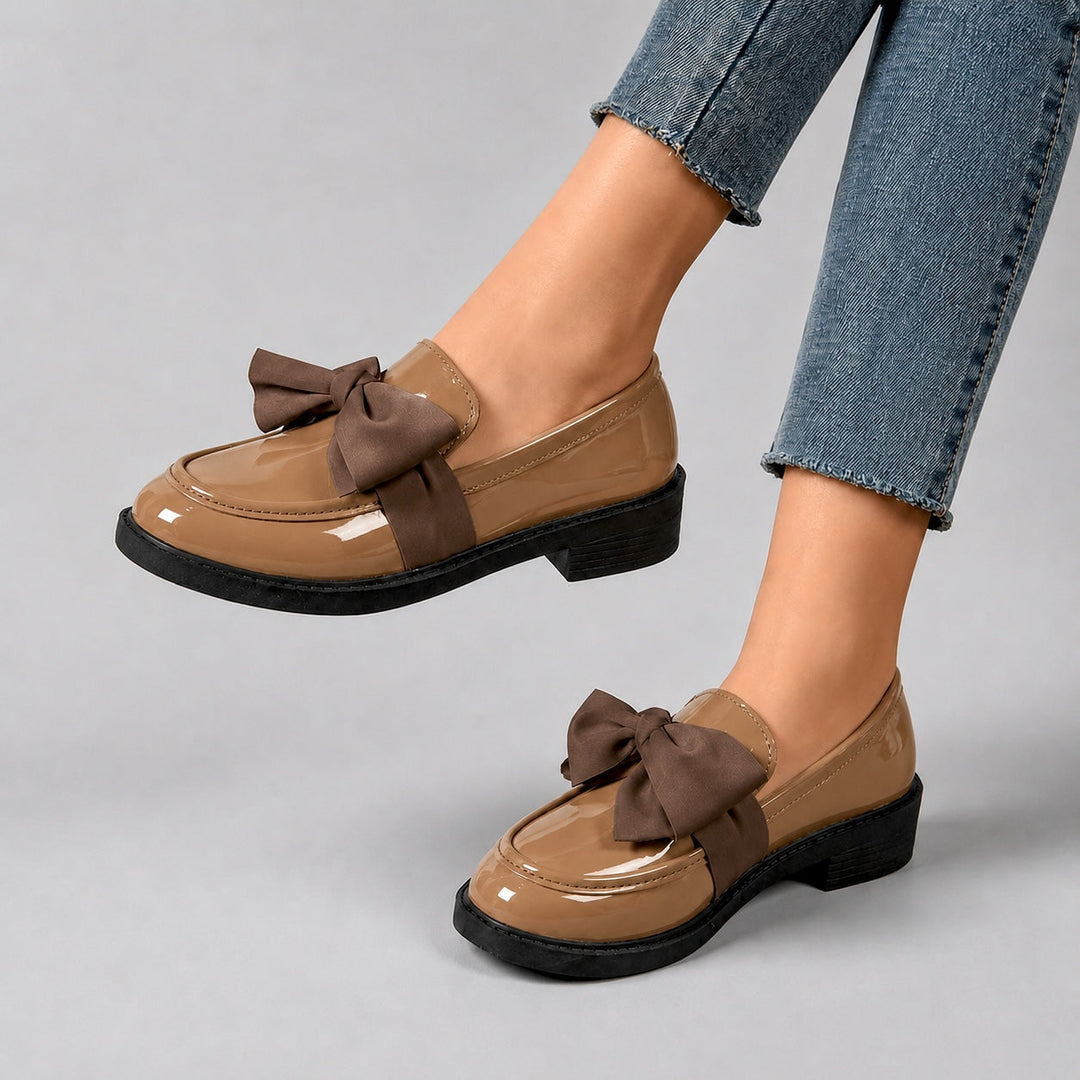Nelle Glossy Bow Loafers