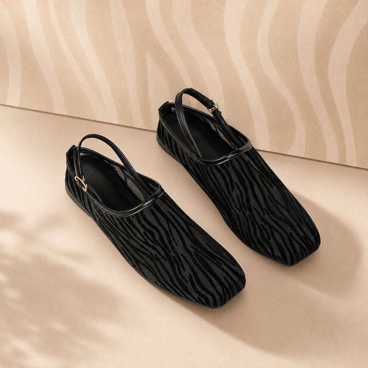 Velenne Zebra Mesh Slingback Flats