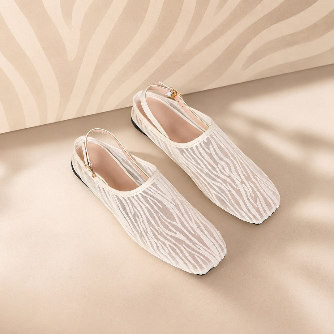 Velenne Zebra Mesh Slingback Flats