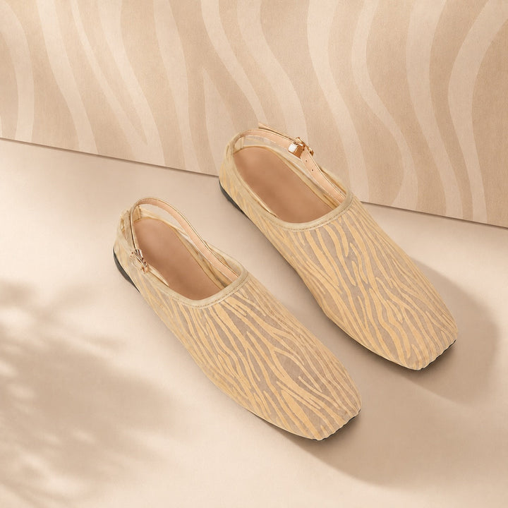 Velenne Zebra Mesh Slingback Flats