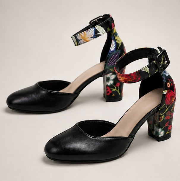 Vinna Floral Block Heel Pumps