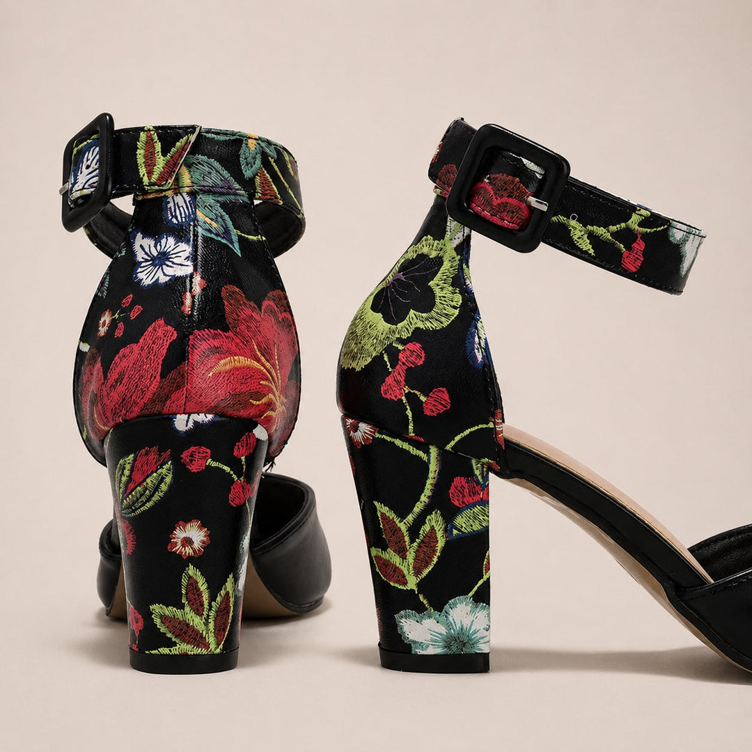 Vinna Floral Block Heel Pumps