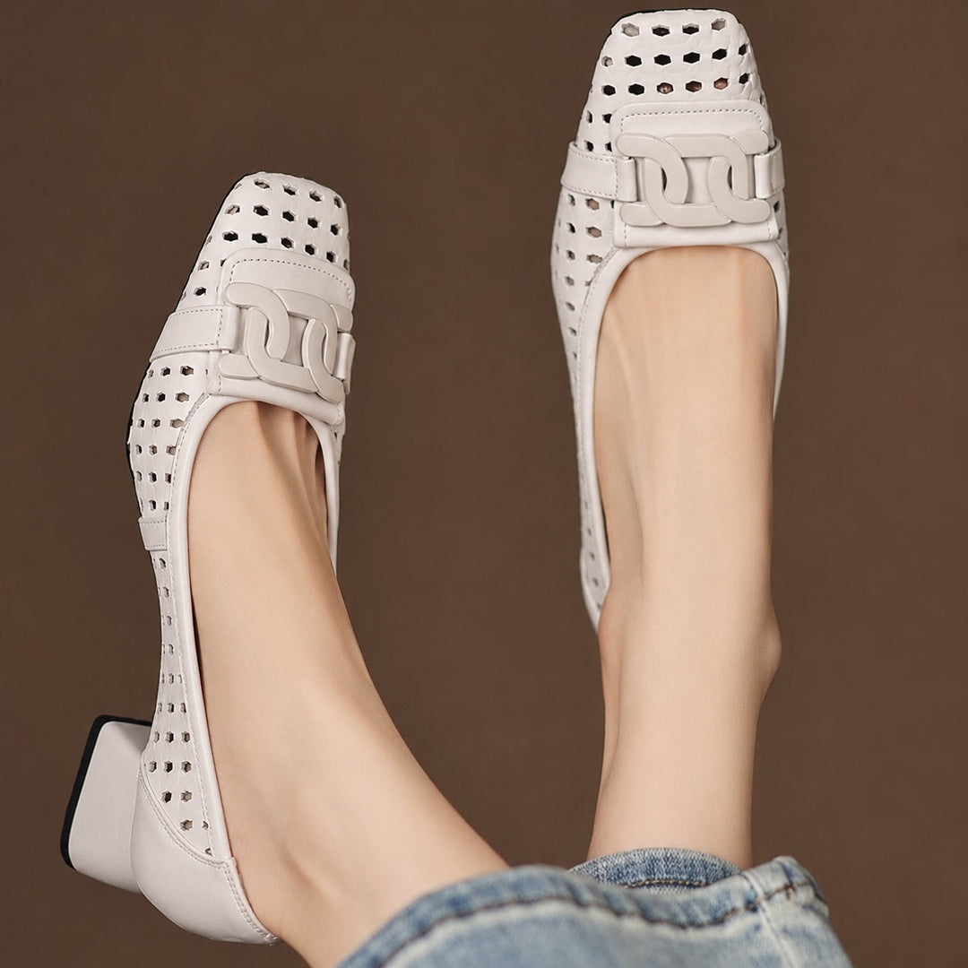 Lavori Woven Leather Block Heel Pumps