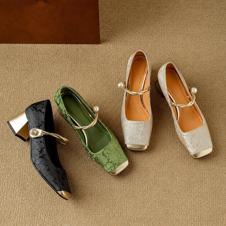 Florette Jacquard Block Heel Pumps