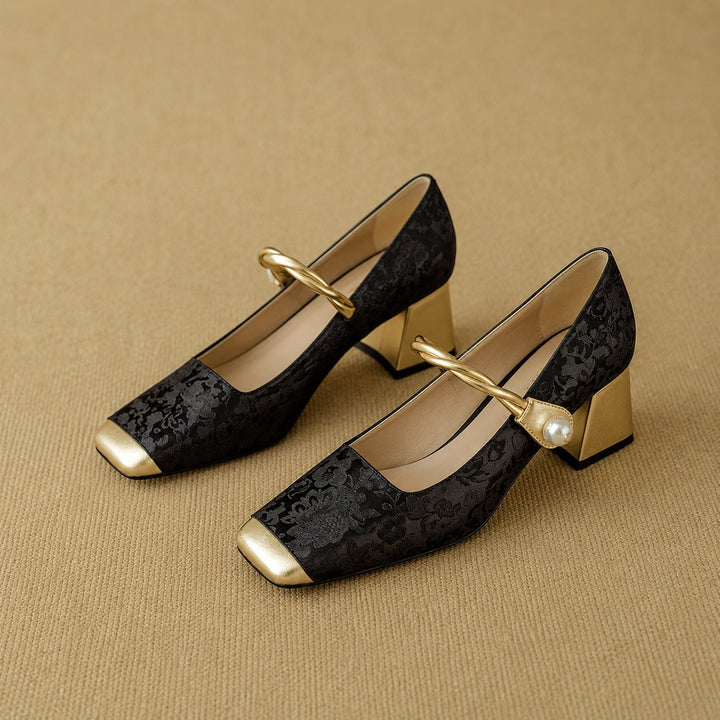 Florette Jacquard Block Heel Pumps