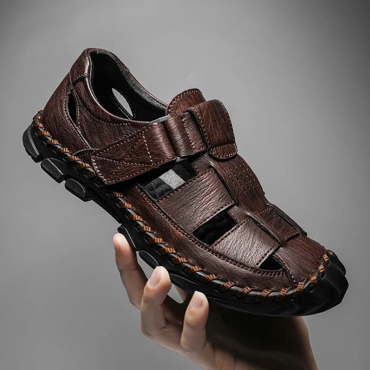 Summer Hot Selling Men's Beach Camping Shoes Handmade Soles Perforated Breathable Men's Leather Sandals Lightweight Oxford Shoes - Jack Hafford