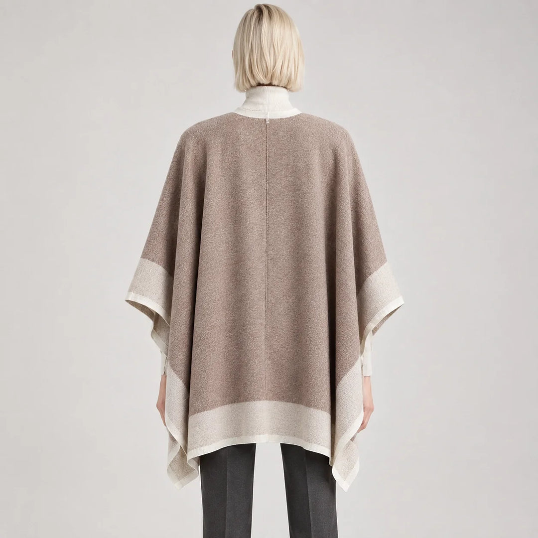 Halvera Merino Wool Poncho — Beige (apparel back)