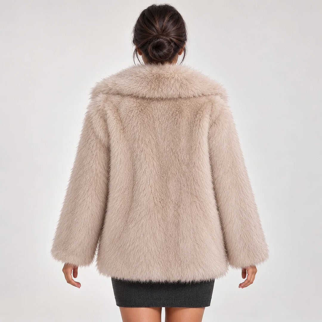 Neravessa Lapel Coat — Beige (apparel back)