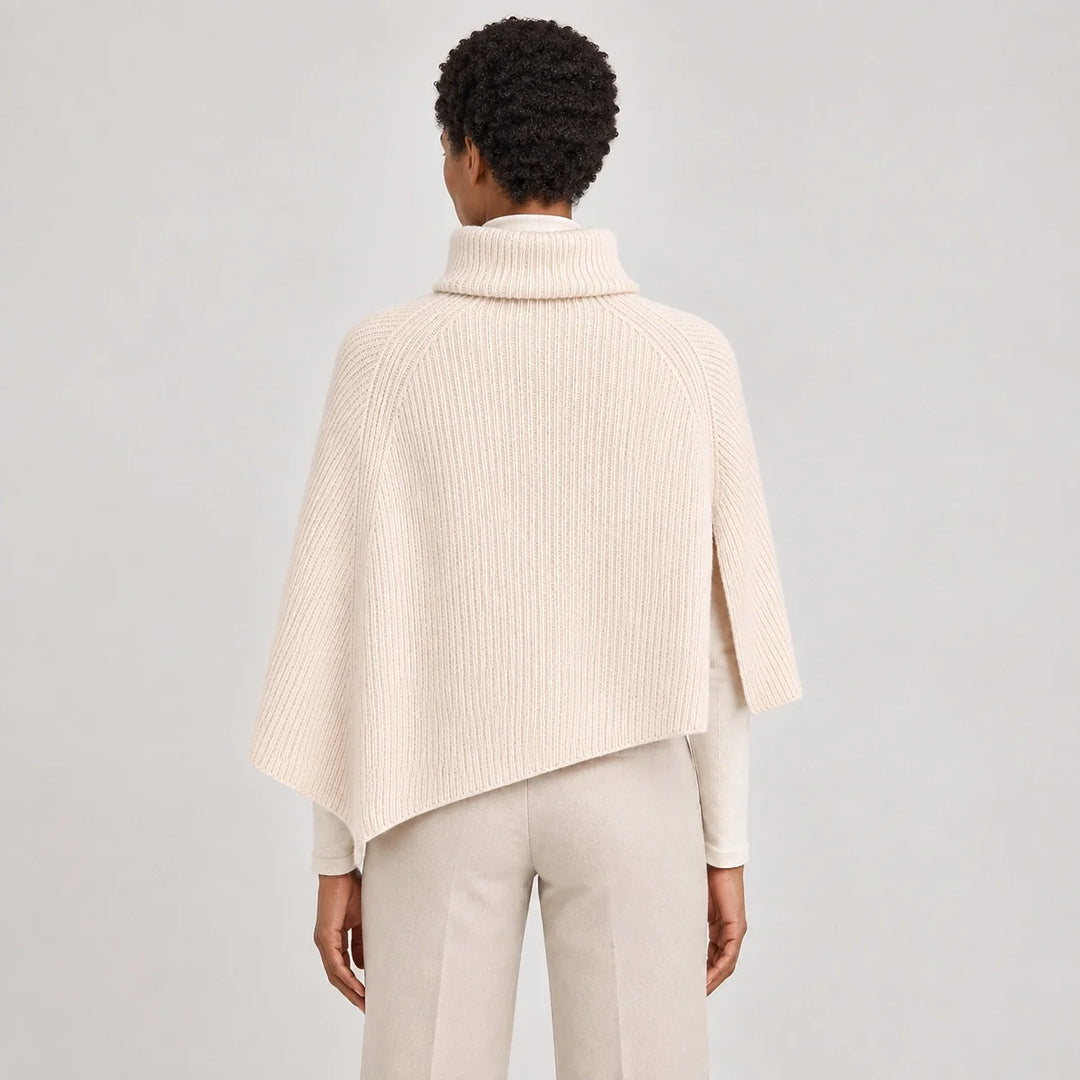 Hobart Wool Poncho — Beige (apparel back)