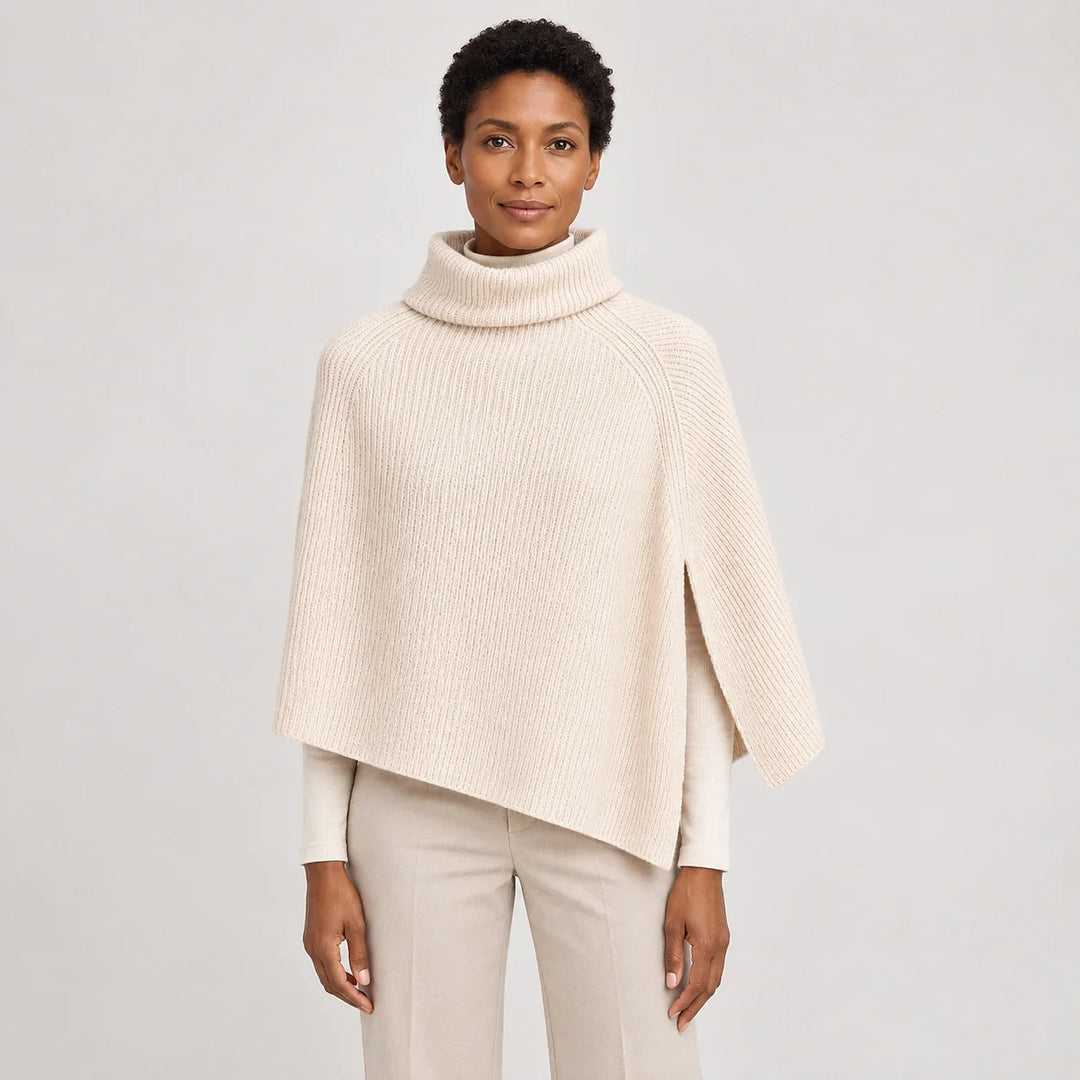 Hobart Wool Poncho — Beige (apparel front)