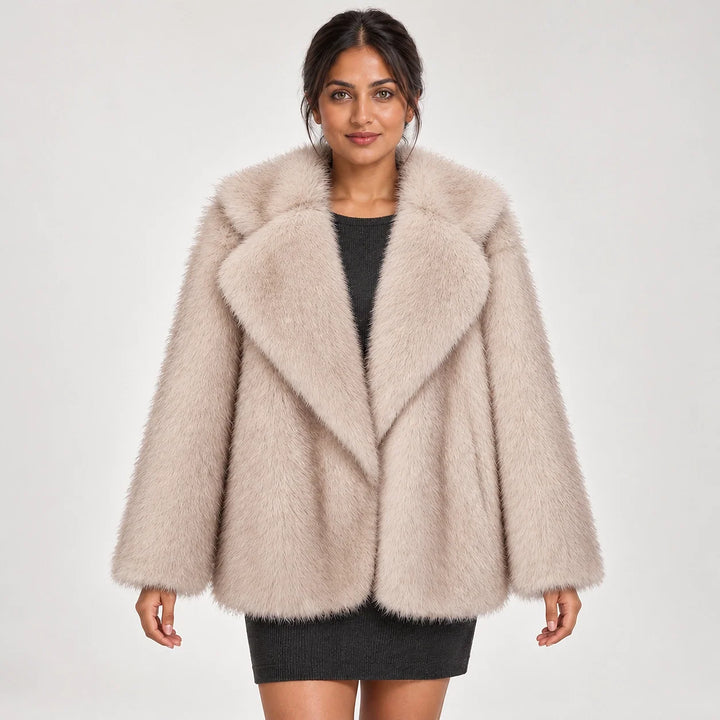 Neravessa Lapel Coat — Beige (apparel front)