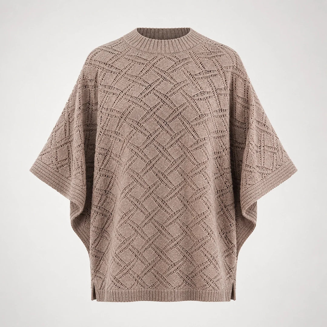 Dalvey Wool Knit Poncho — Beige (apparel solo)