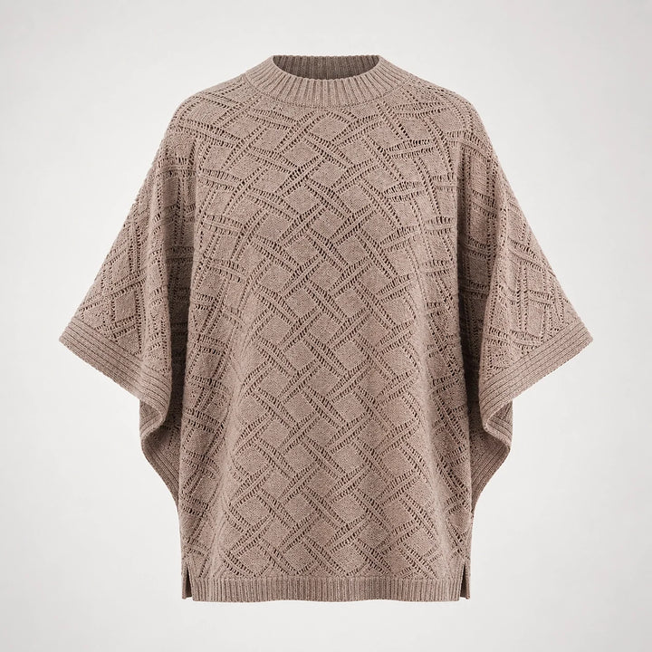 Dalvey Wool Knit Poncho — Beige (apparel solo)
