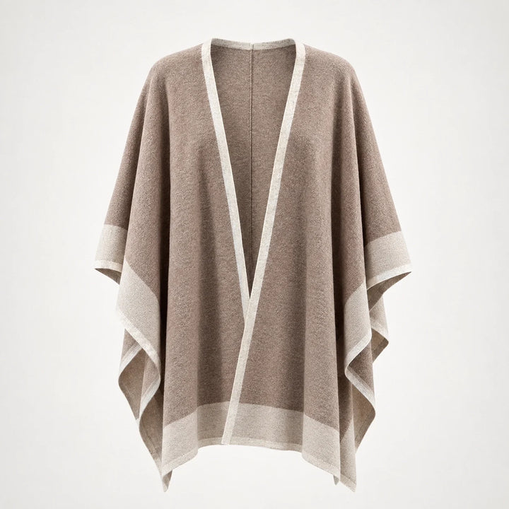 Halvera Merino Wool Poncho — Beige (apparel solo)