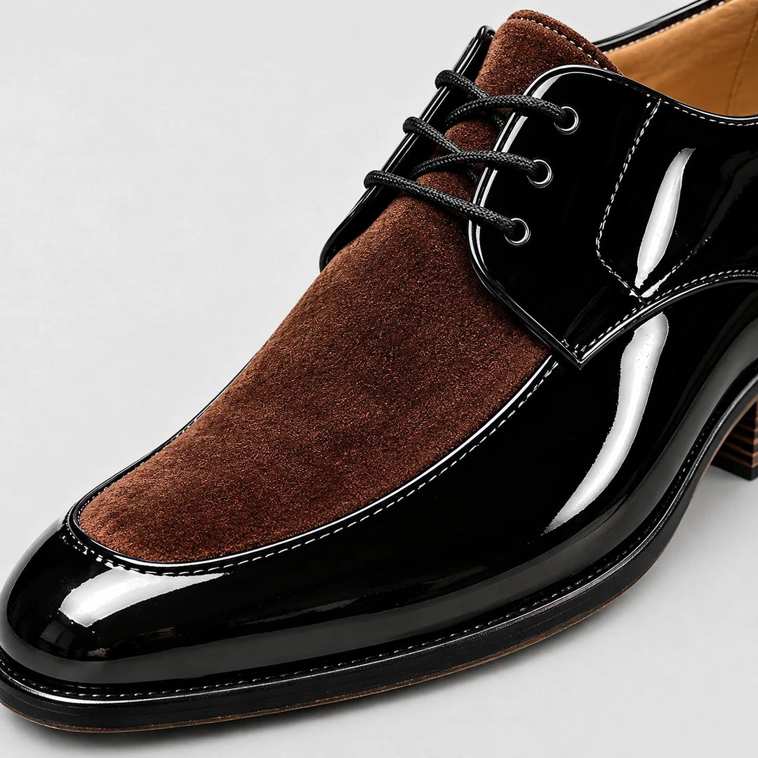 Halvord Leather Derby Oxfords — Black And Brown (mens shoe zoom)
