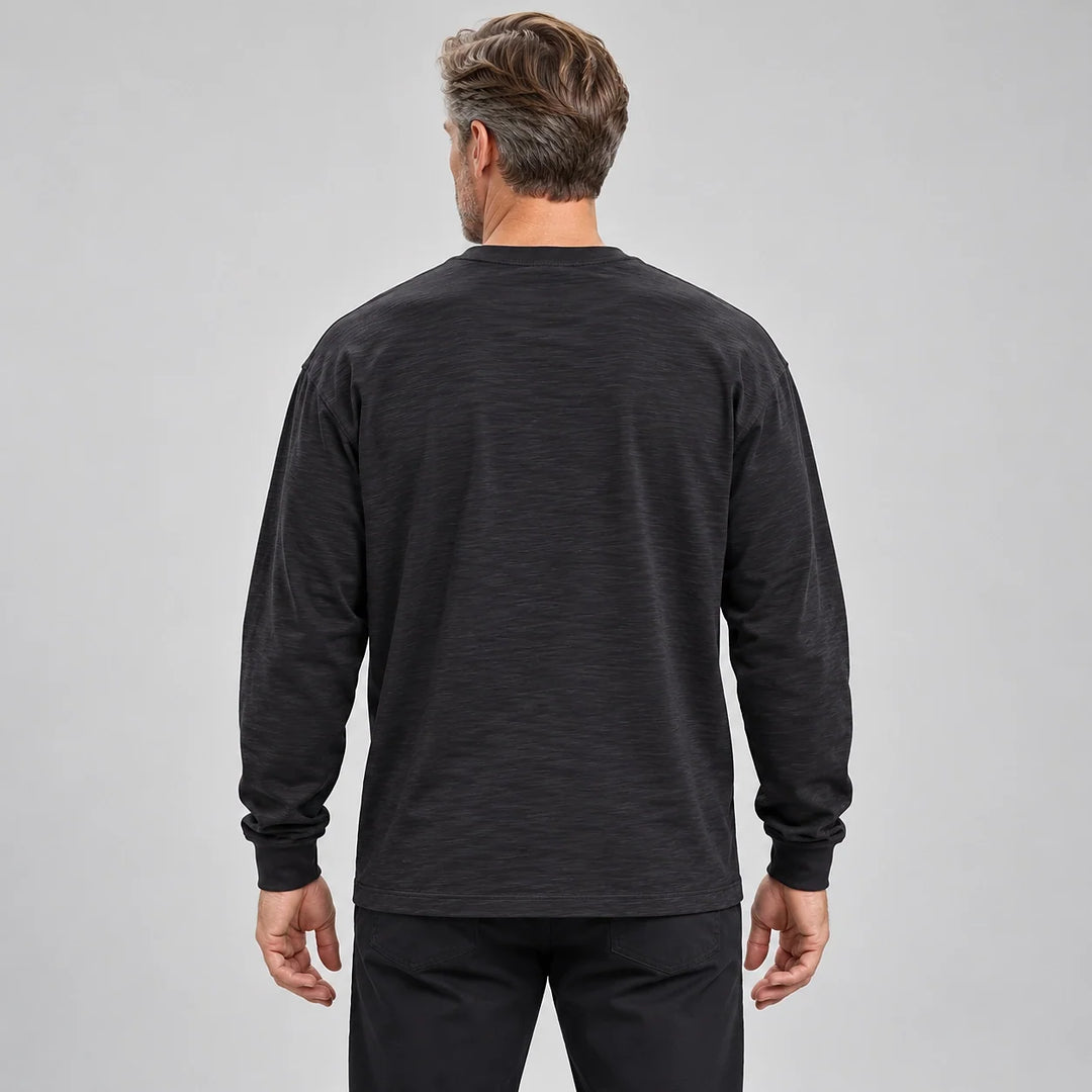 Delsaire Cotton Crewneck Tee — Black (apparel back)