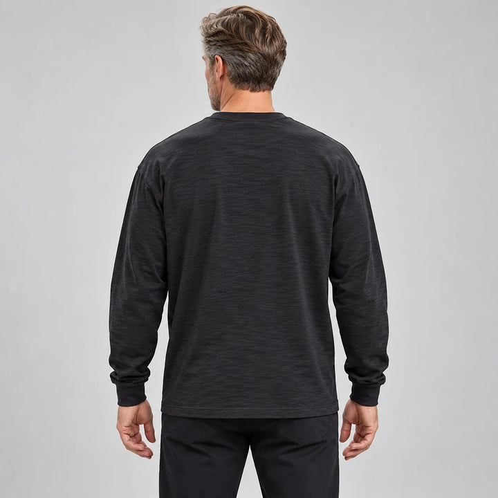 Delsaire Cotton Crewneck Tee — Black (apparel back)
