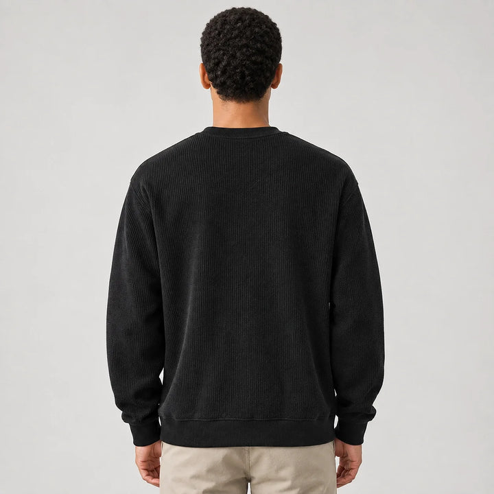 Halvern Colorblock Crewneck Sweatshirt — Black (apparel back)