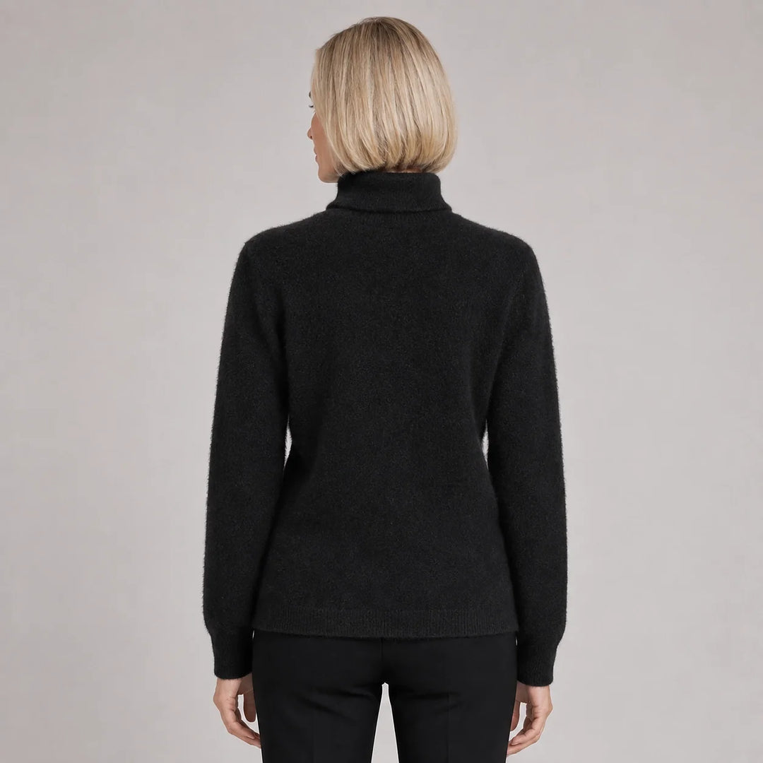 Halomi Cashmere Turtleneck Sweater — Black (apparel back)