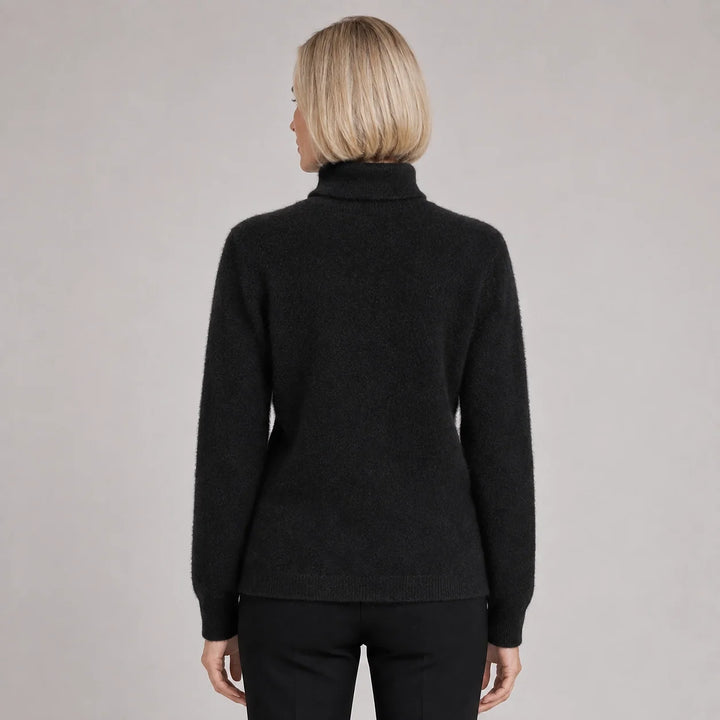 Halomi Cashmere Turtleneck Sweater — Black (apparel back)