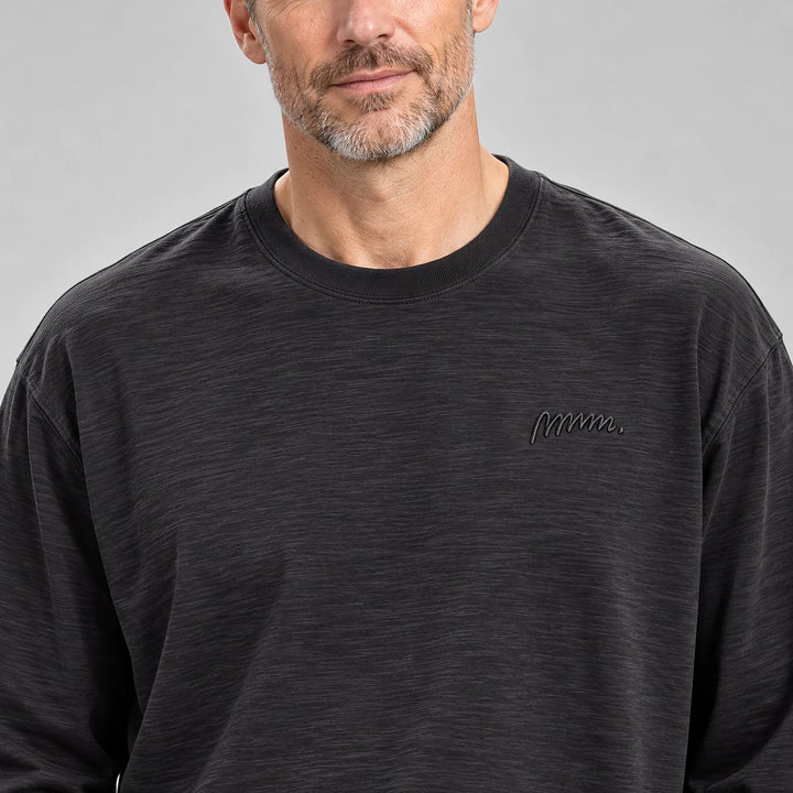 Delsaire Cotton Crewneck Tee — Black (apparel detail)