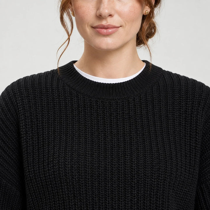Brynn Ribbed Knit Sweater — Black (apparel detail)