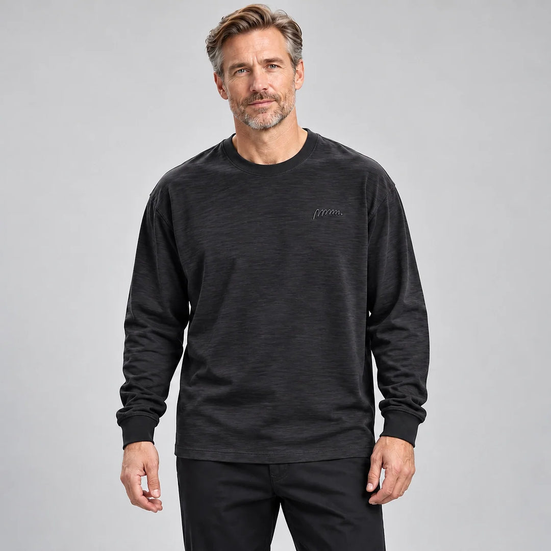 Delsaire Cotton Crewneck Tee — Black (apparel front)