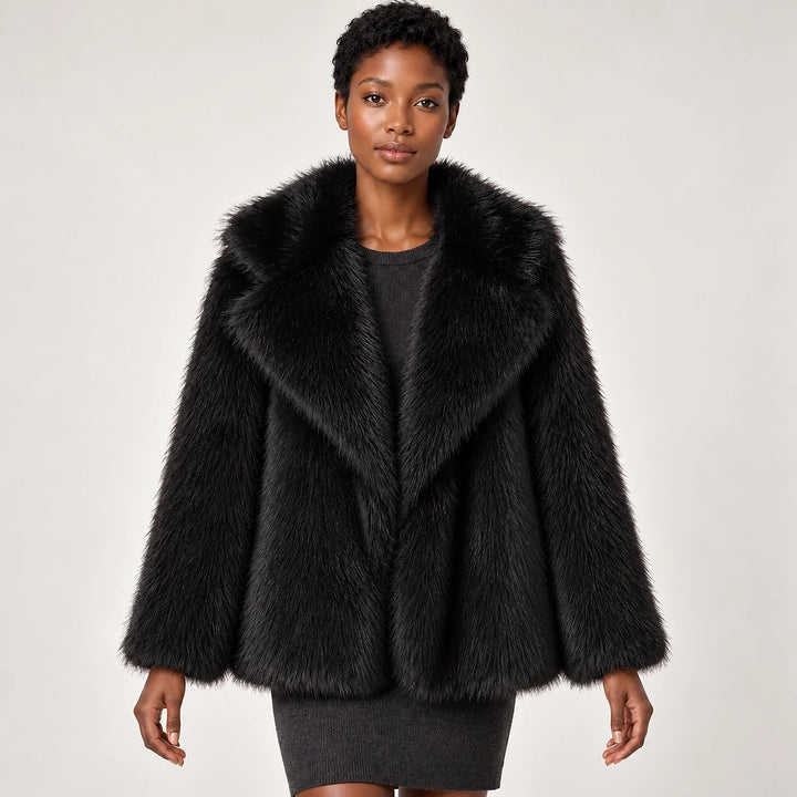 Neravessa Lapel Coat — Black (apparel front)
