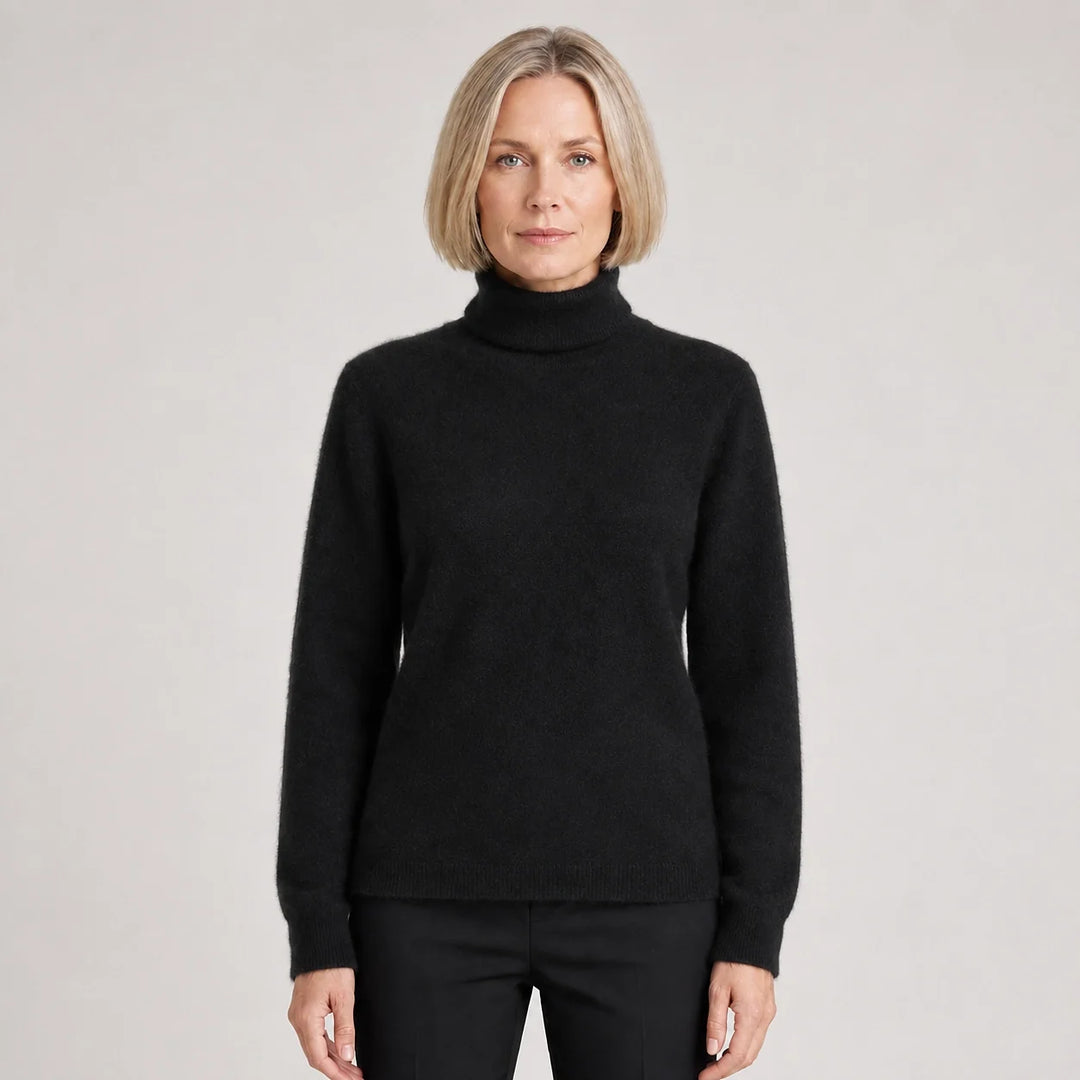 Halomi Cashmere Turtleneck Sweater — Black (apparel front)