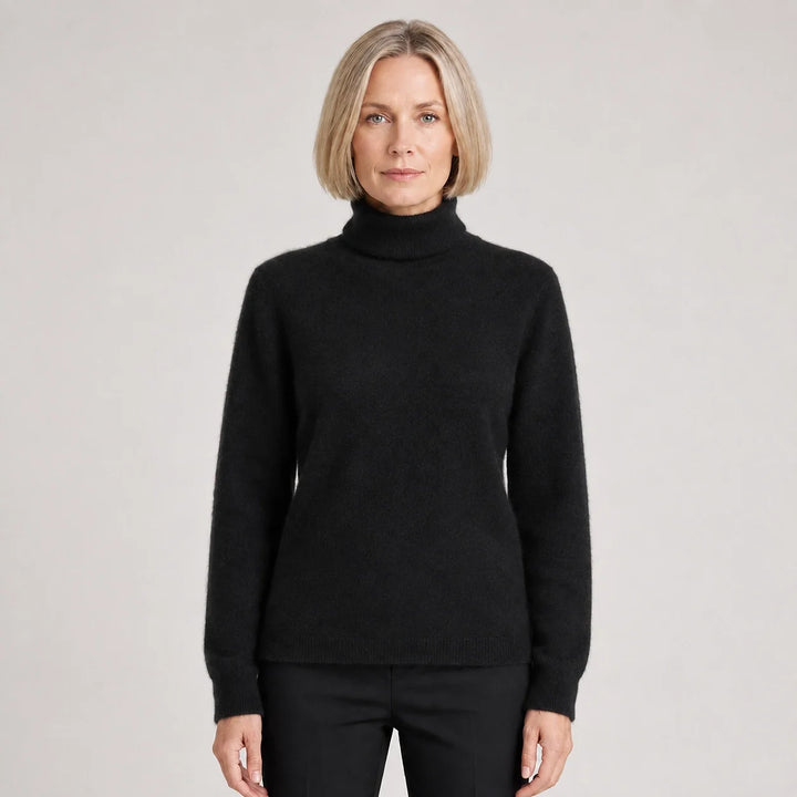 Halomi Cashmere Turtleneck Sweater — Black (apparel front)