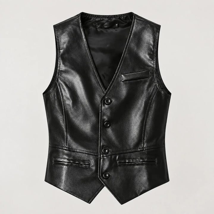 Darro Leather Vest — Black (apparel solo)