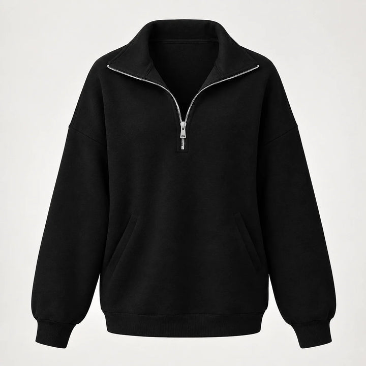 Delvra Quarter-Zip Sweatshirt — Black (apparel solo)