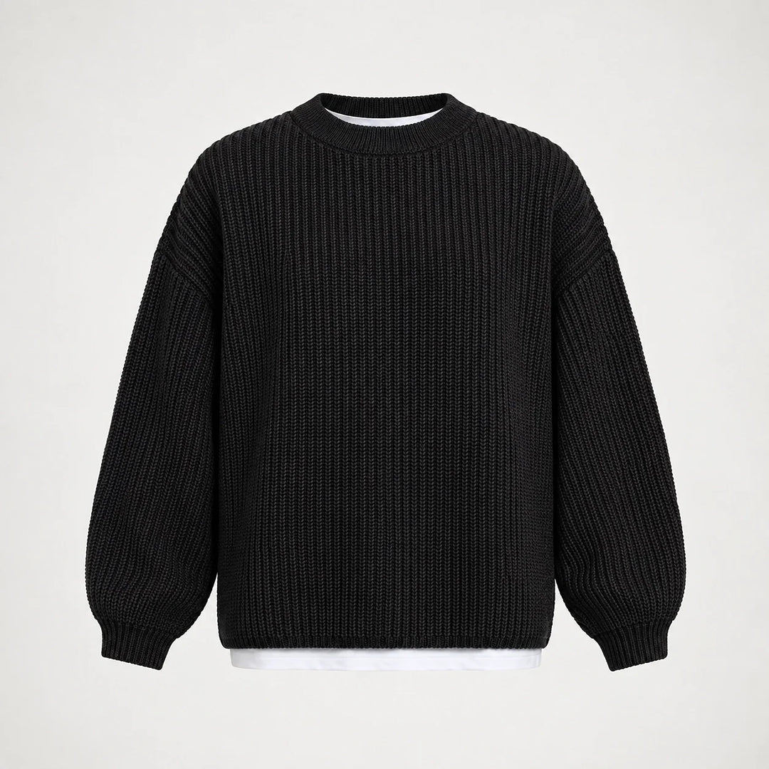 Brynn Ribbed Knit Sweater — Black (apparel solo)