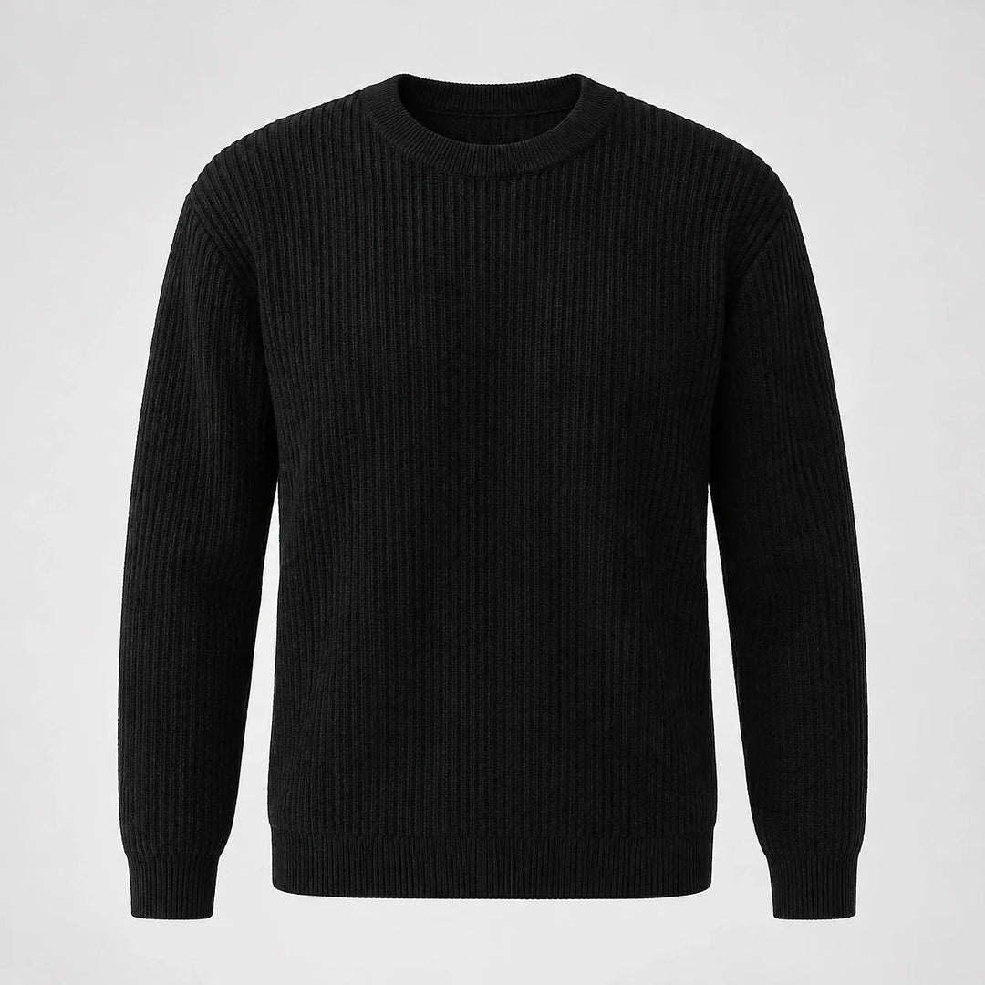 Harlen Ribbed Crewneck Sweater — Black (apparel solo)