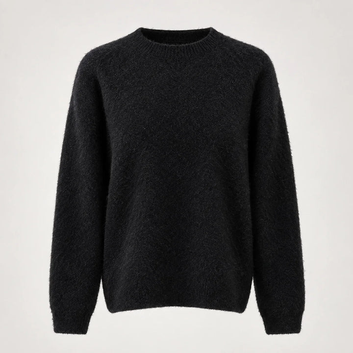 Beloru Cashmere Crewneck Sweater — Black (apparel solo)