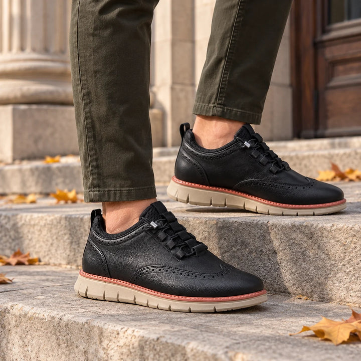 Halverton Leather Brogue Sneakers — Black (footwear environment 1)