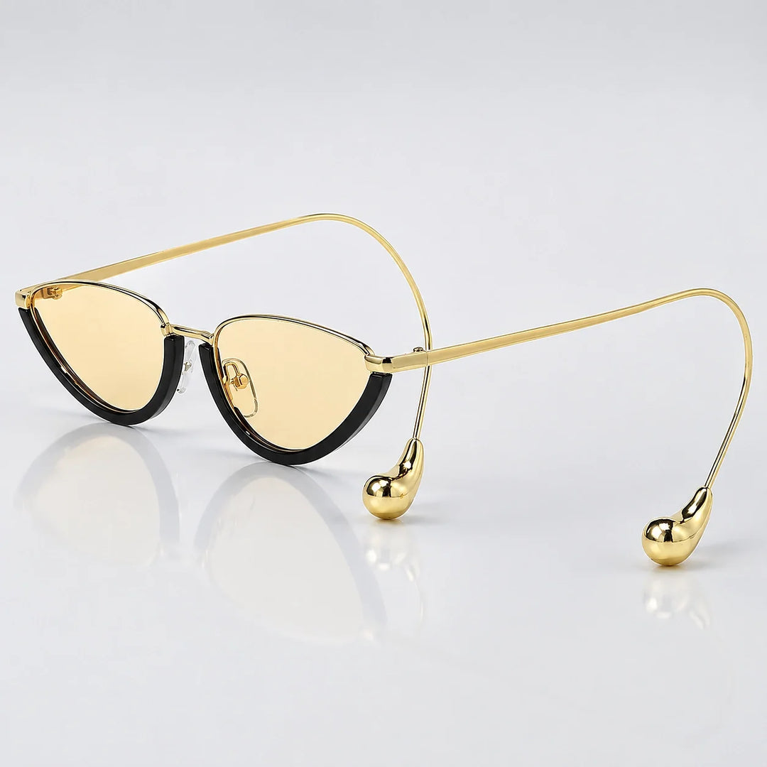 Halvra Cat-Eye Sunglasses — Black Frame Light Tea Slices (sunglasses hero)