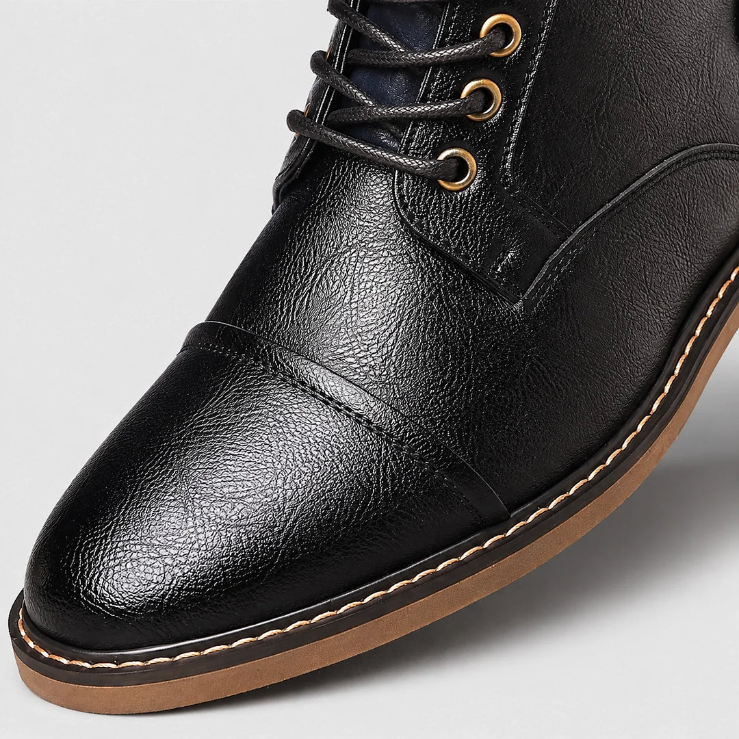 Daltrey Leather Cap Toe Boots — Black (mens shoe zoom)